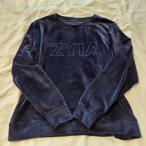 ZYIA navy velvet crew neck